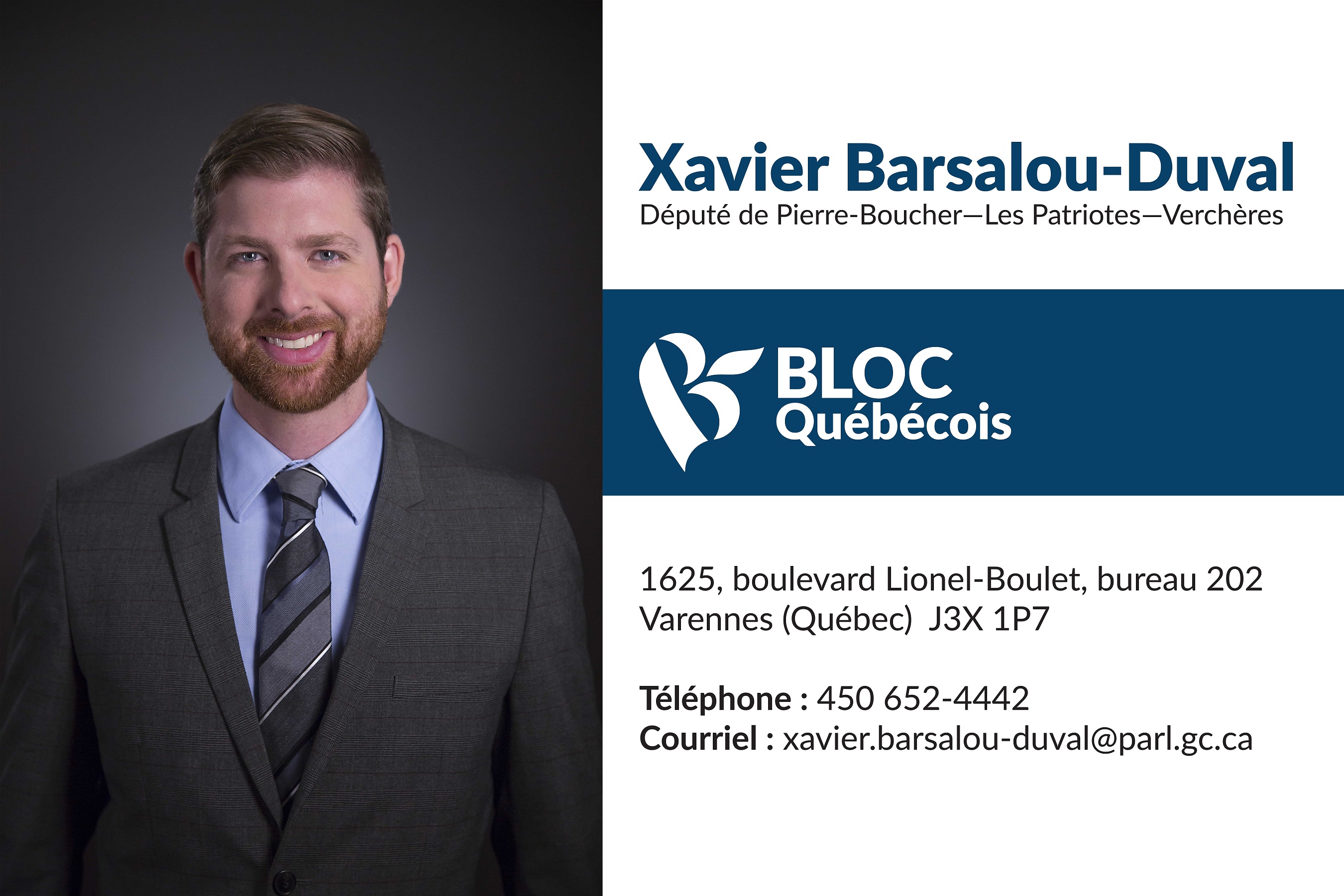 Xavier Barsalou-Duval, Député de Pierre-Boucher - Les Patriotes- Verchères